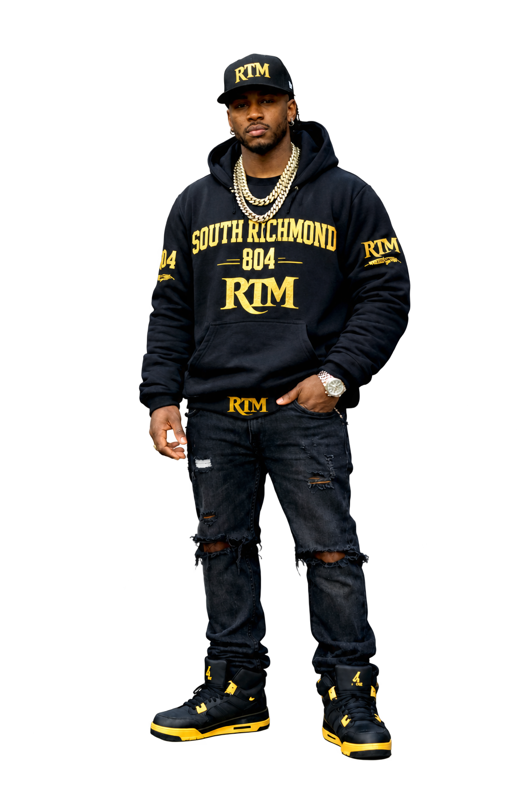RockTheMan in his black and gold South Richmond 804 RTM outfit